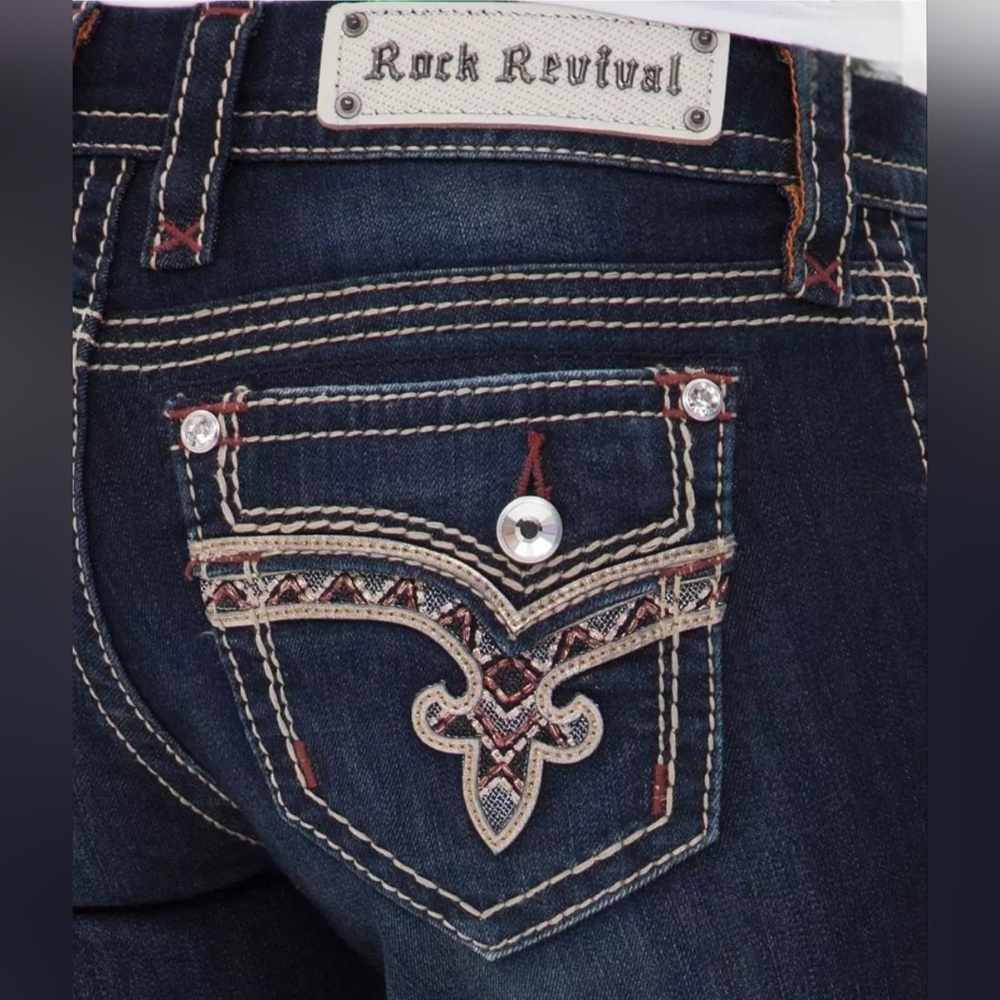 Rock Revival "Betty Boot" Low Rise Bootcut Blue Jean Western | Women's Size 28 - Picture 3 of 16